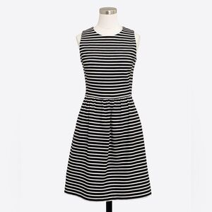 J.Crew Black & White Striped Ponte Fit & Flare Dress with Pockets - Size XS